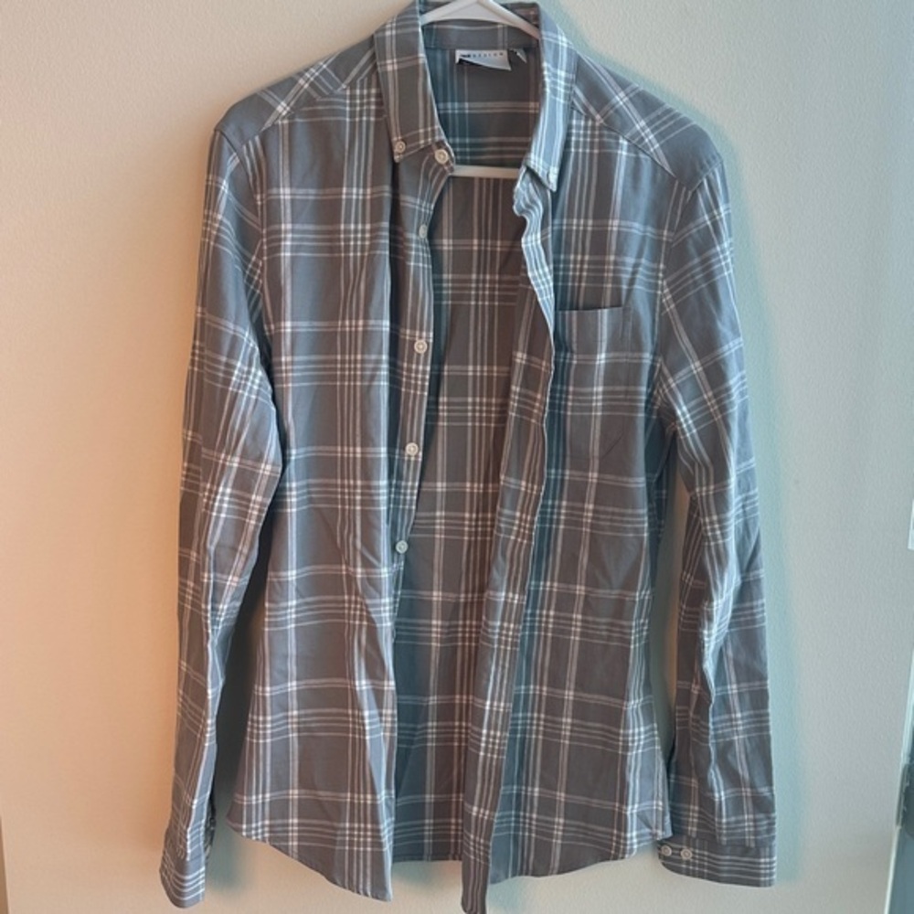 ASOS Gray Checkered Button-Up Shirt